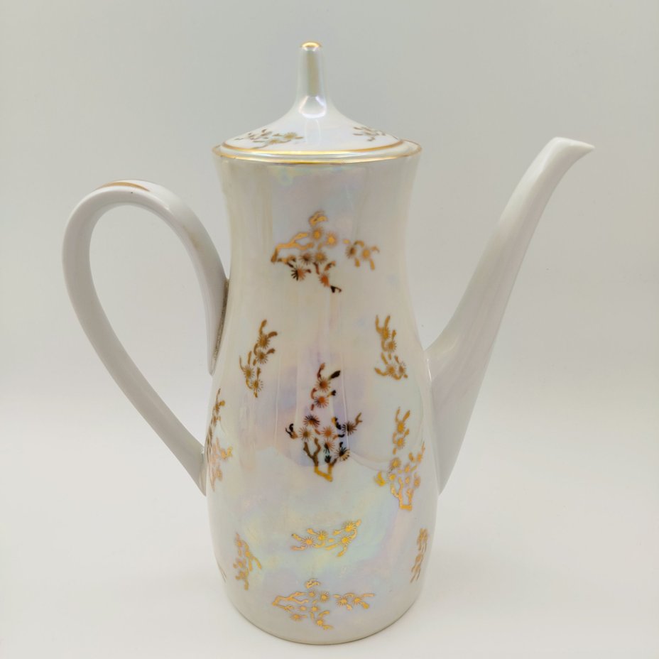 Кофейник "Мадонна", фарфор, люстр, деколь, золочение, Oscar Schlegelmilch, ГДР, 1970-1980 гг.