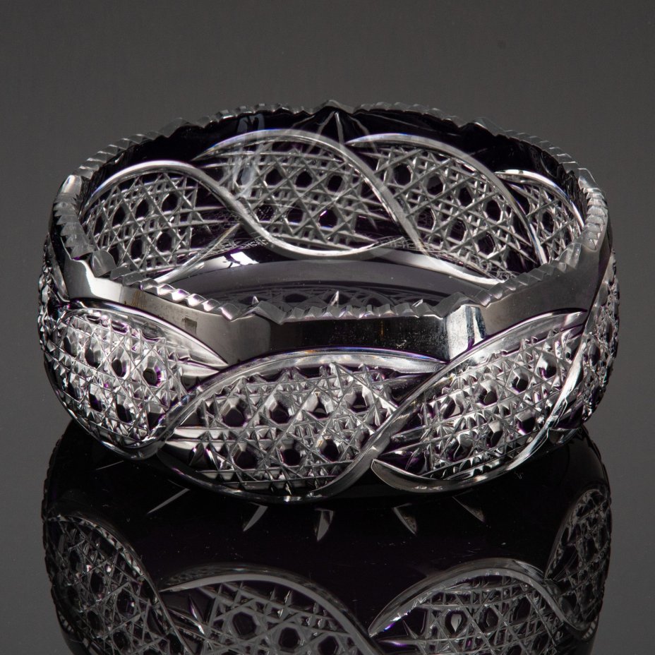 Ваза декоративная (конфетница), хрусталь, алмазная грань, Россия, 1980-2000 гг.