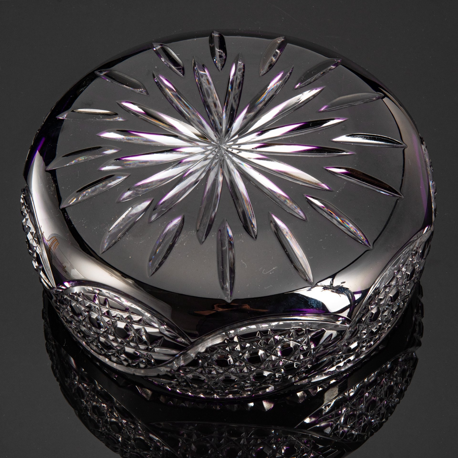 Ваза декоративная (конфетница), хрусталь, алмазная грань, Россия, 1980-2000 гг.