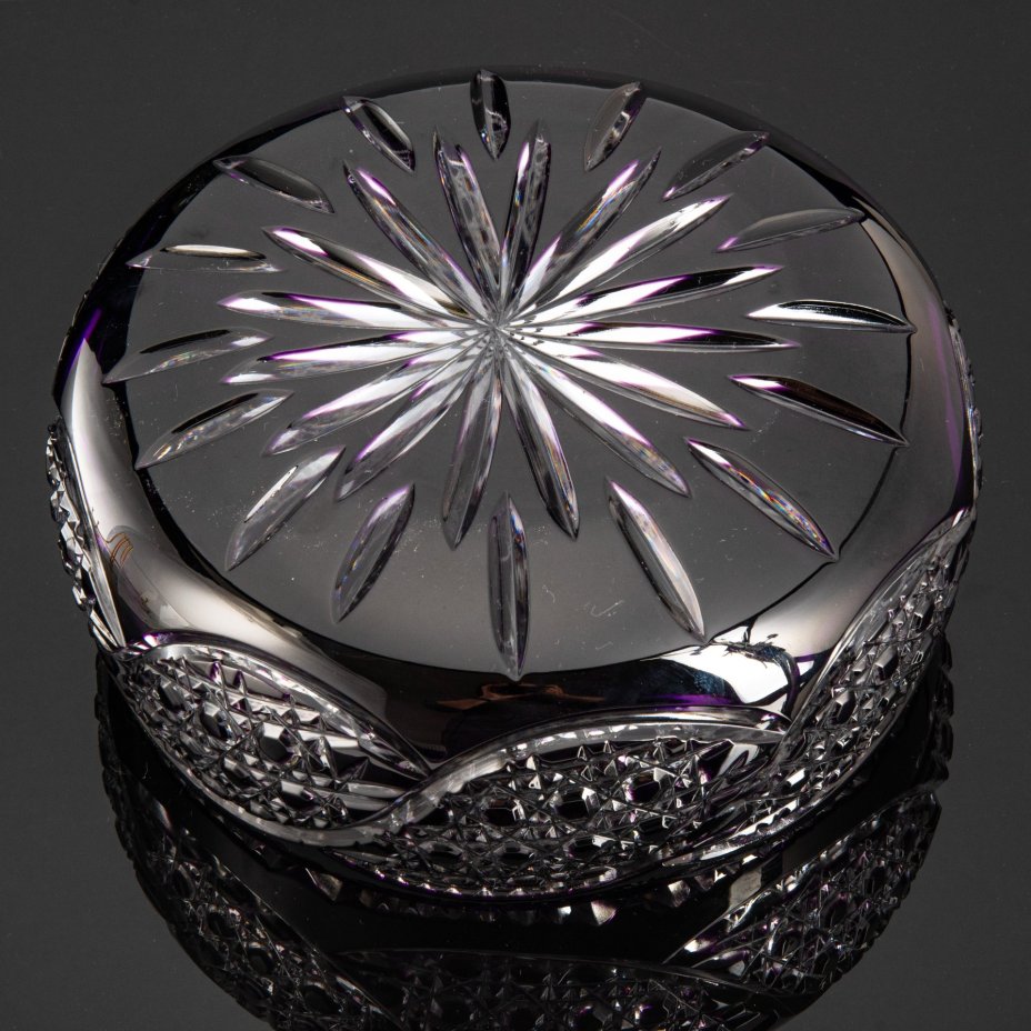 Ваза декоративная (конфетница), хрусталь, алмазная грань, Россия, 1980-2000 гг.