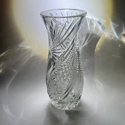Ваза для букета с растительным декором, хрусталь, пресс, СССР, 1970-1990 гг.