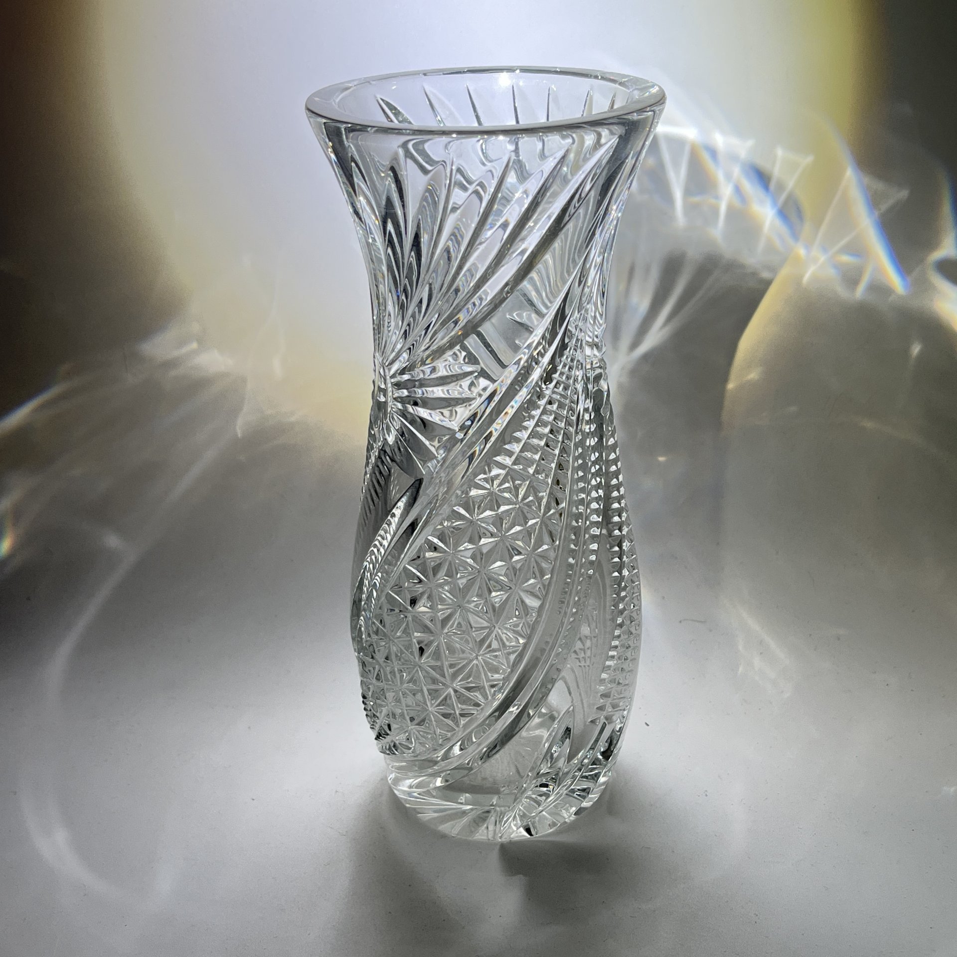 Ваза для букета с растительным декором, хрусталь, пресс, СССР, 1970-1990 гг.