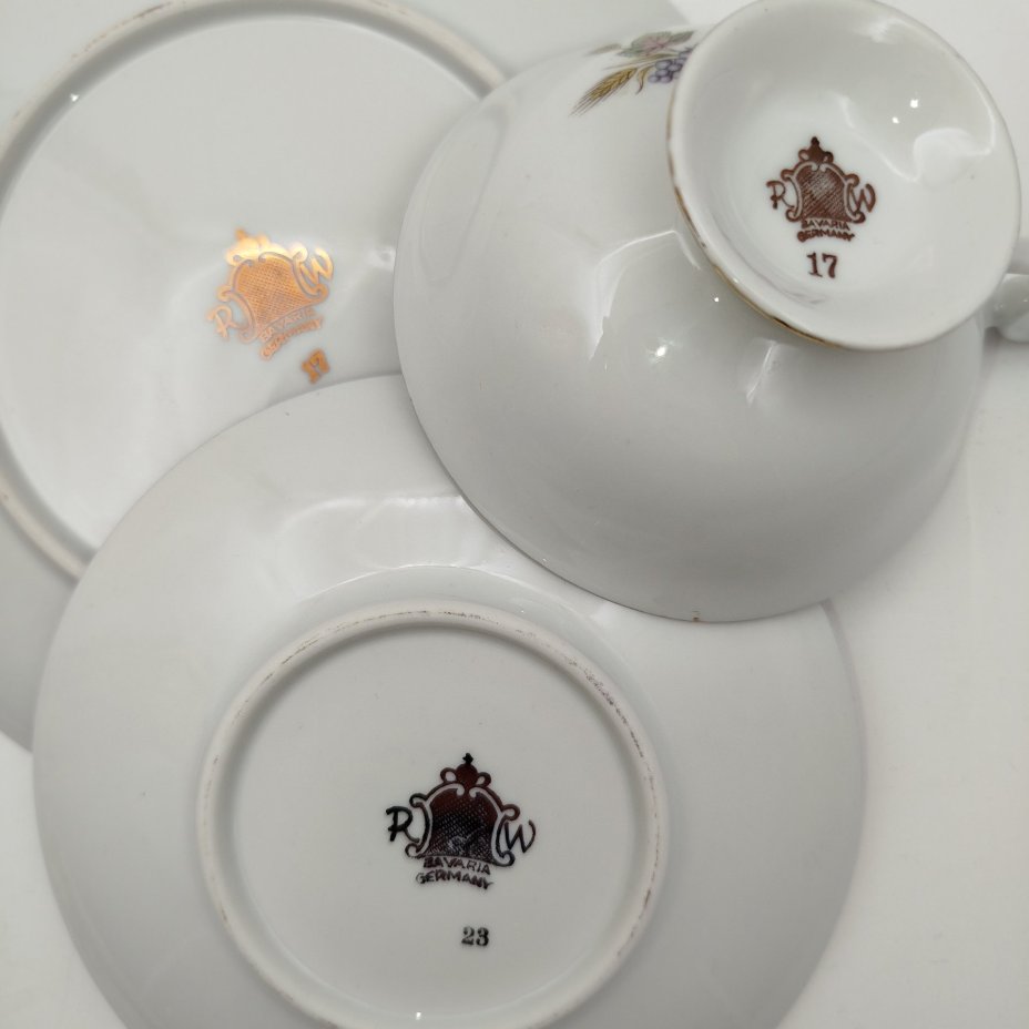 Трио чайное с изображением Святого Грааля и винограда, Rudolf Wachter Bavaria