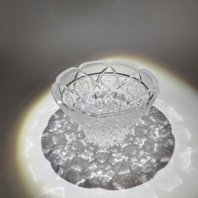 Конфетница(салатник) с резным декором, хрусталь, гранение, Гусевской хрустальный завод (Гусь-Хрустальный), СССР, 1970-1990 гг.