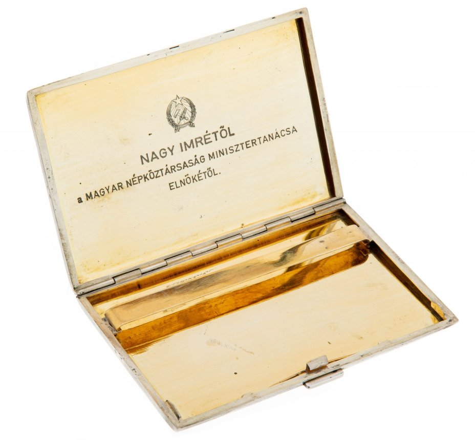 Портсигар лаконичного дизайна, серебро 835 пр., золочение, Австрия , 1940-1960 гг.