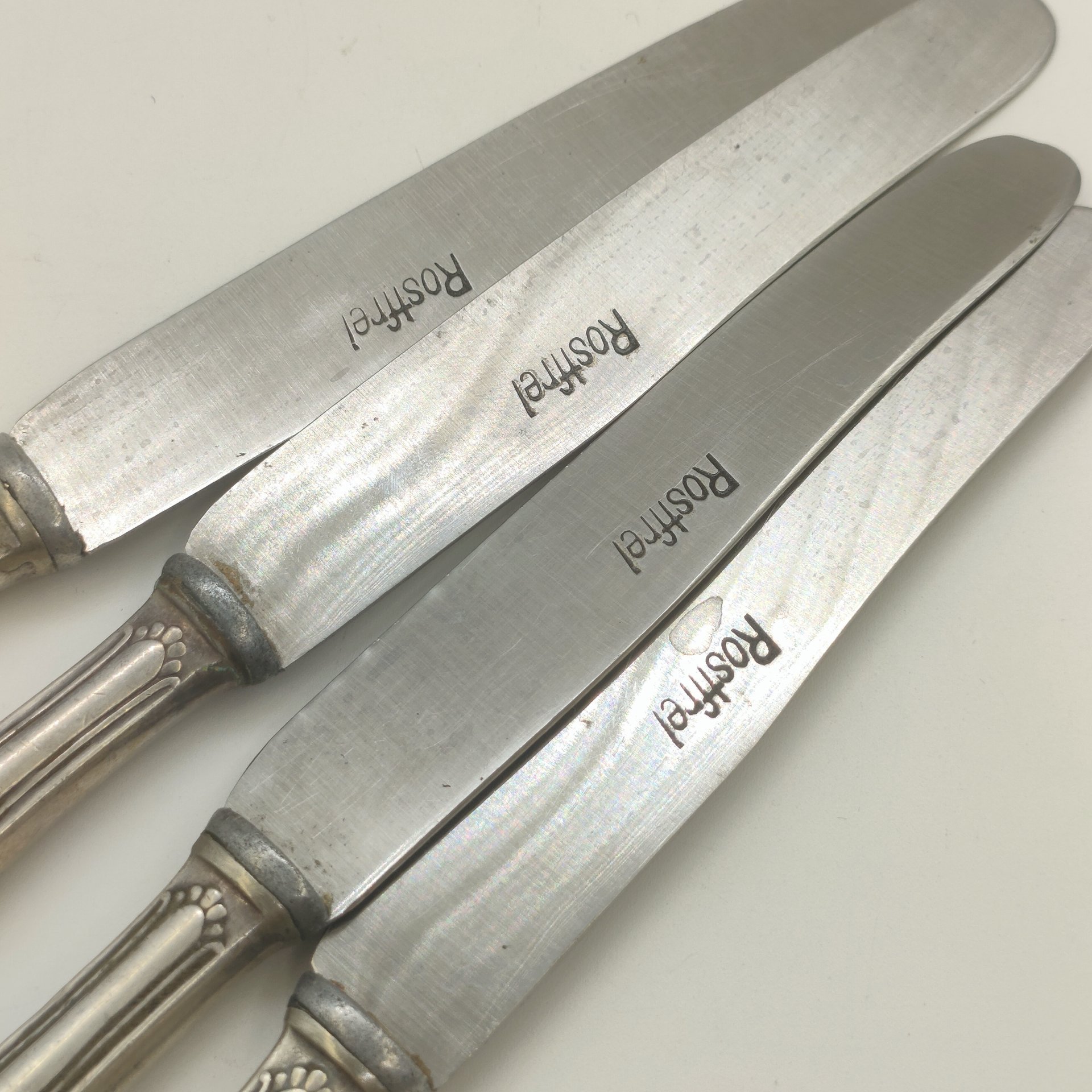 Набор из 4-х десертных ножей лаконичной формы, клеймо "Rostfrei", сталь, металл, Германия, 1920-1960 гг.