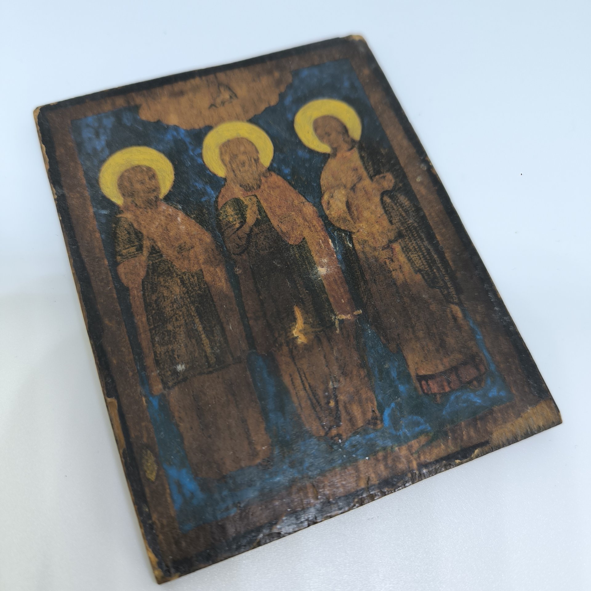 Икона "Избранные святые", дерево, бумага, печать, лак, Российская империя, 1900-1915 гг.