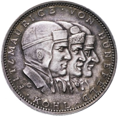Медаль "Первый перелет через Северную Атлантику с востока на запад 1928 г. Хюнефельд, Кёль, Фицморис"