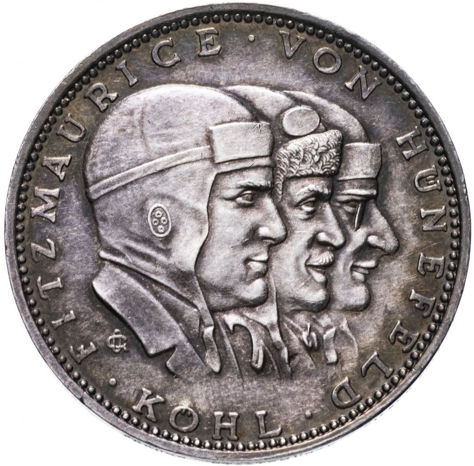 Медаль "Первый перелет через Северную Атлантику с востока на запад 1928 г. Хюнефельд, Кёль, Фицморис"