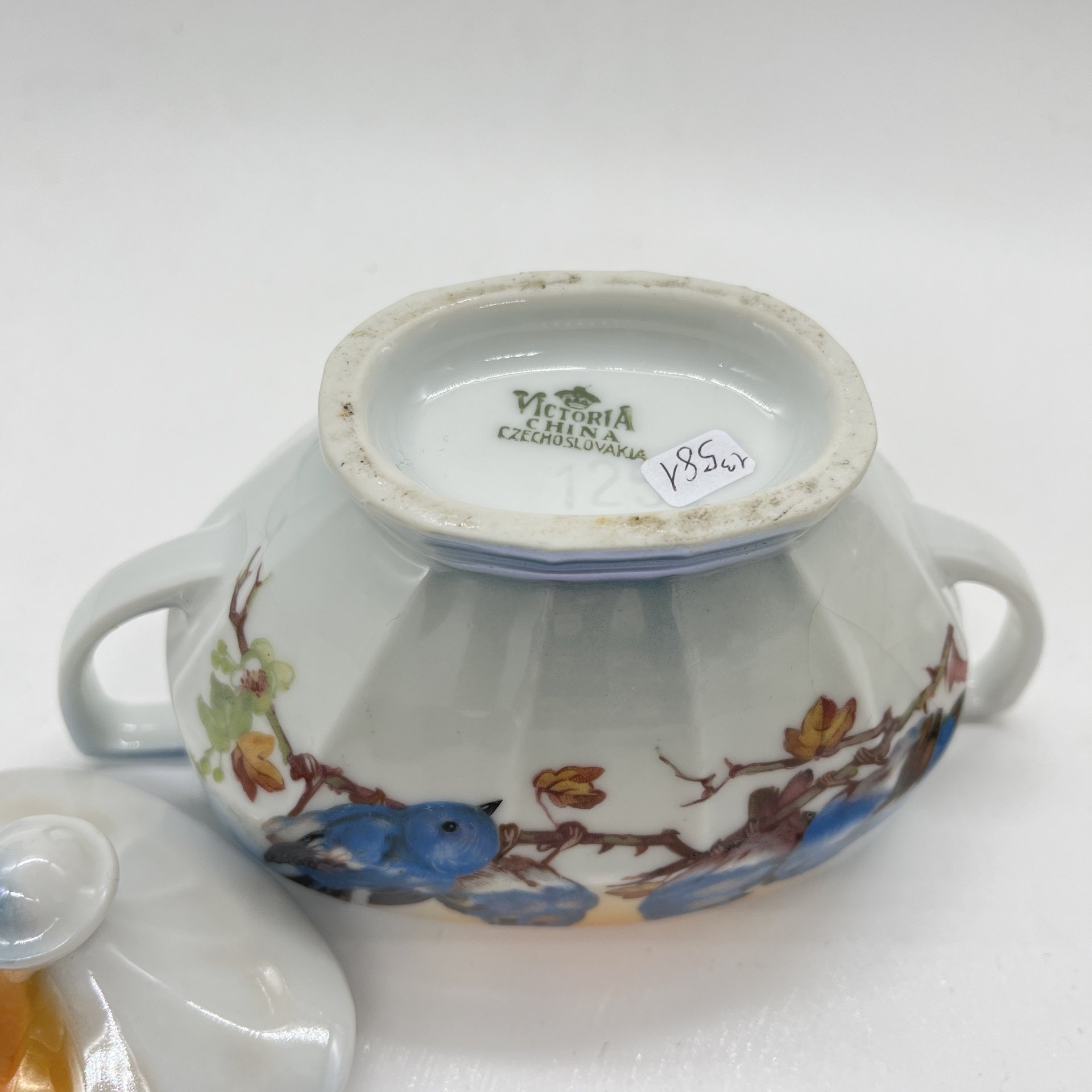 Сахарница "Птички", фарфор, деколь, Victoria, Чехословакия, 1970-1990 гг.