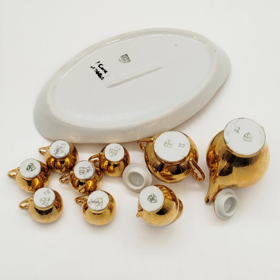 Сервиз детский "Кукольное чаепитие", фарфор, золочение, Cmielow, Польша, 1950-1980 гг.