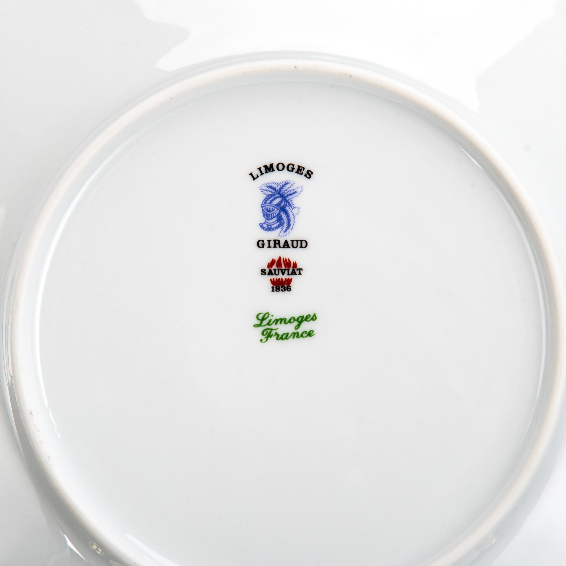 Набор из 6-ти десертных тарелок "Традиционные ремесла Парижа", Andre Giraud, фарфор, деколь, золочение, Limoges, Франция, 1960-1980 гг.