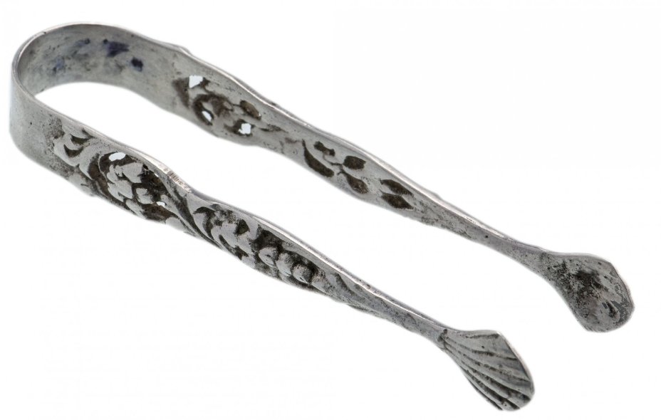 Щипцы для сахара с растительным декором, серебро 830 пр., фирма "Gewe Silvervarufabriken", г. Мальме, Швеция, 1948 г.