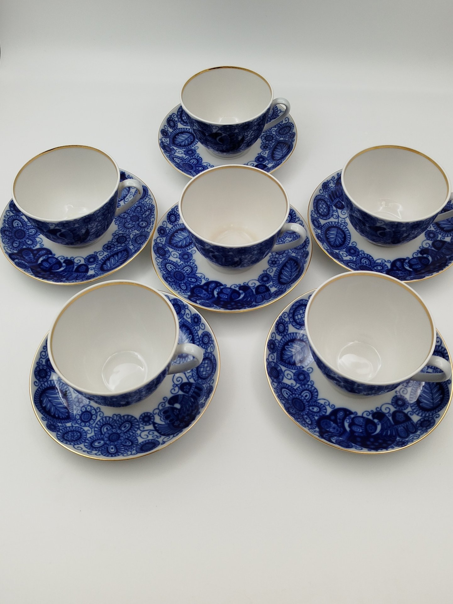 Комплект из 6-ти чайных пар "Жар-птица", фарфор, Императорский фарфоровый завод (ИФЗ), Российская Федерация, 2012-2020 гг.