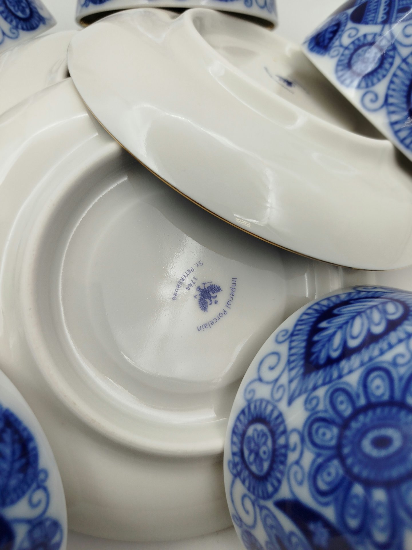 Комплект из 6-ти чайных пар "Жар-птица", фарфор, Императорский фарфоровый завод (ИФЗ), Российская Федерация, 2012-2020 гг.