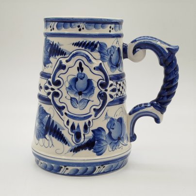 Кружка пивная с цветочным декором, Гжель