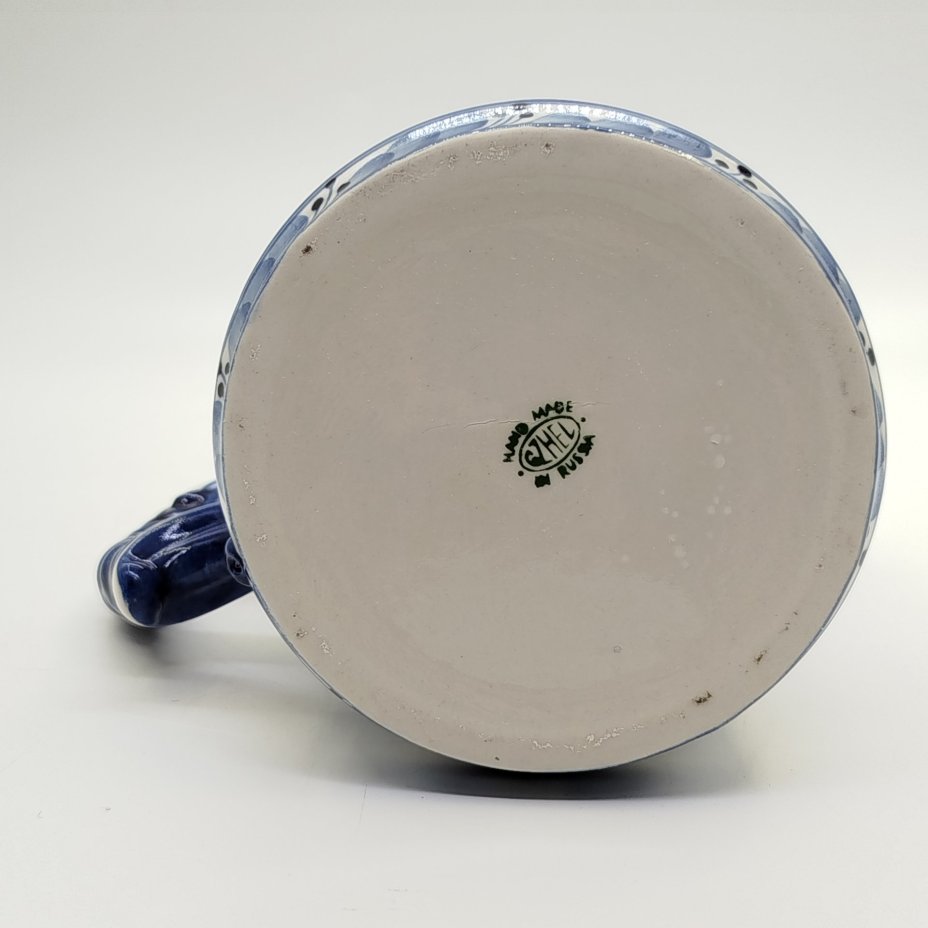 Кружка пивная с цветочным декором, Гжель