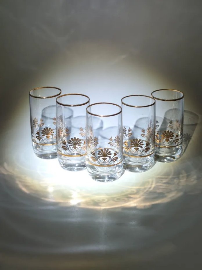 Набор из 5-ти стопок с растительным декором