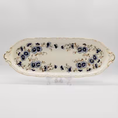 Блюдо сервировочное (рулетница) цвета слоновой кости (айвори) из сервиза "Cornflower" ("Василек"), Zsolnay