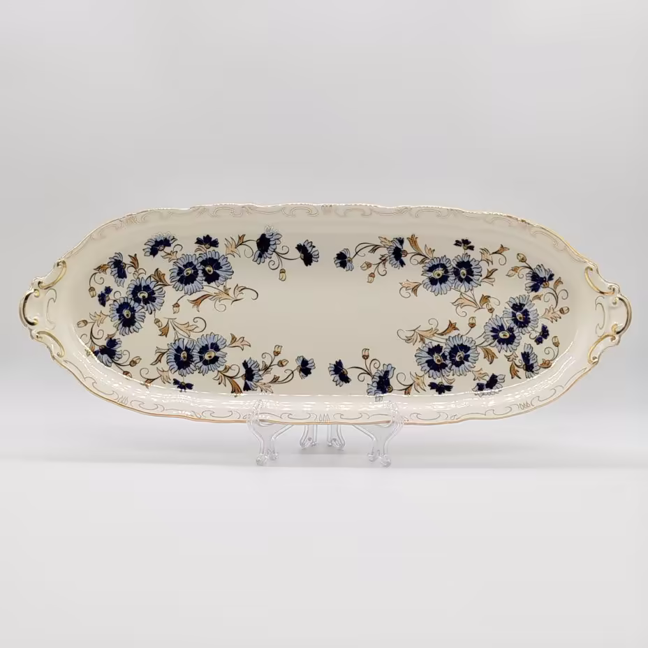 Блюдо сервировочное (рулетница) цвета слоновой кости (айвори) из сервиза "Cornflower" ("Василек"), Zsolnay
