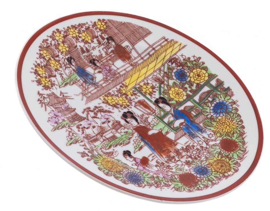 Тарелка "Гейши", фарфор, деколь, мануфактура "Royal Cameo", Япония, 1980-2000 гг.