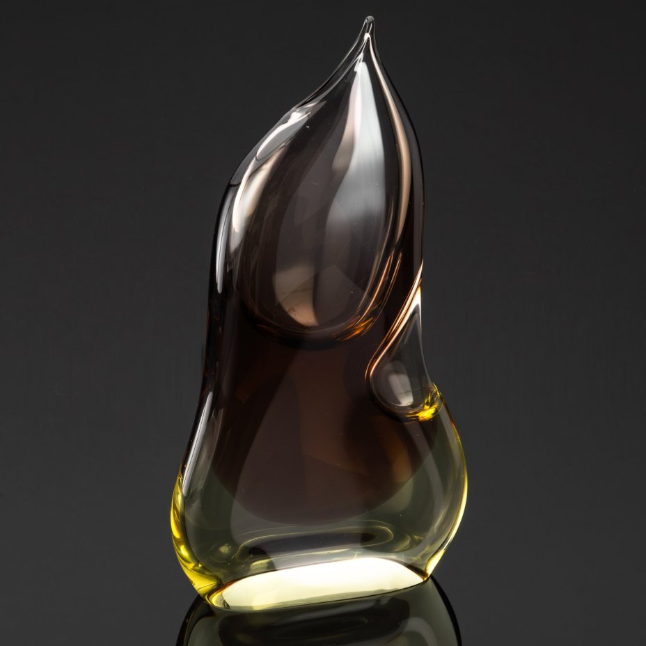 Ваза необычной формы, дизайнер Josef Cvrček, номер модели 70214/27, стекло, техника "Sommerso" (Соммерсо), Zelezny Brod Sklo (Железнобродский стекольный завод), Чехословакия, 1970-1980 гг.