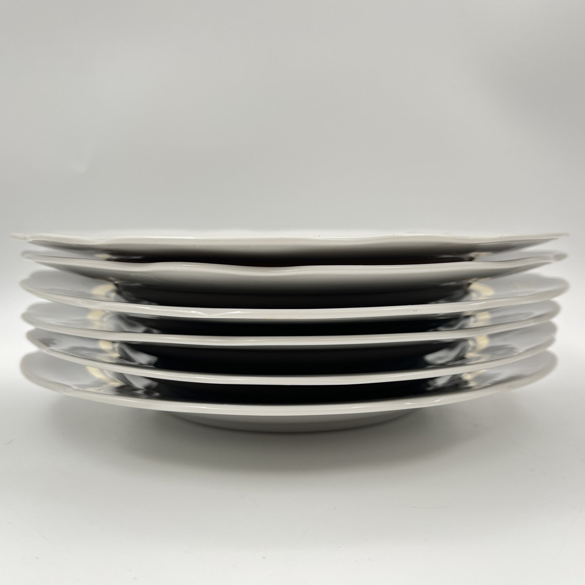 Набор десертных тарелок "Кафе" на 6 персон, фарфор, золочение, Дулевский фарфоровый завод (Дулёво), СССР, 1968-1991 гг.