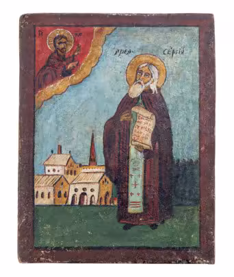 Икона "Преподобный Сергий Радонежский", дерево, темпера, Российская Империя, 1880-1900 гг.