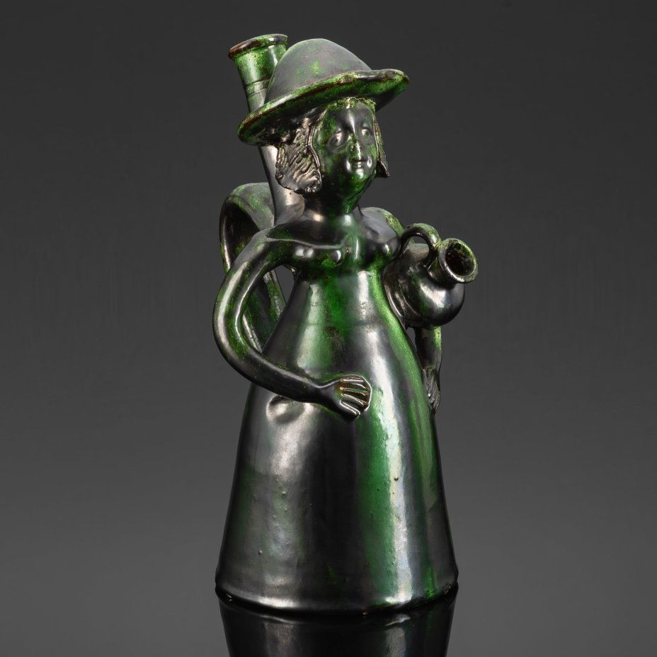 Бутылка (сосуд) "Девушка с кувшином", автор José Franco, керамика, поливы, Португалия, 1950-1960 гг.