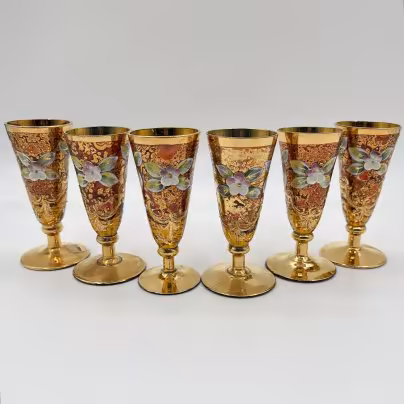 Набор из 6-ти рюмок, украшенных цветочным декором, Bohemia Crystal (Bohemia Glass)