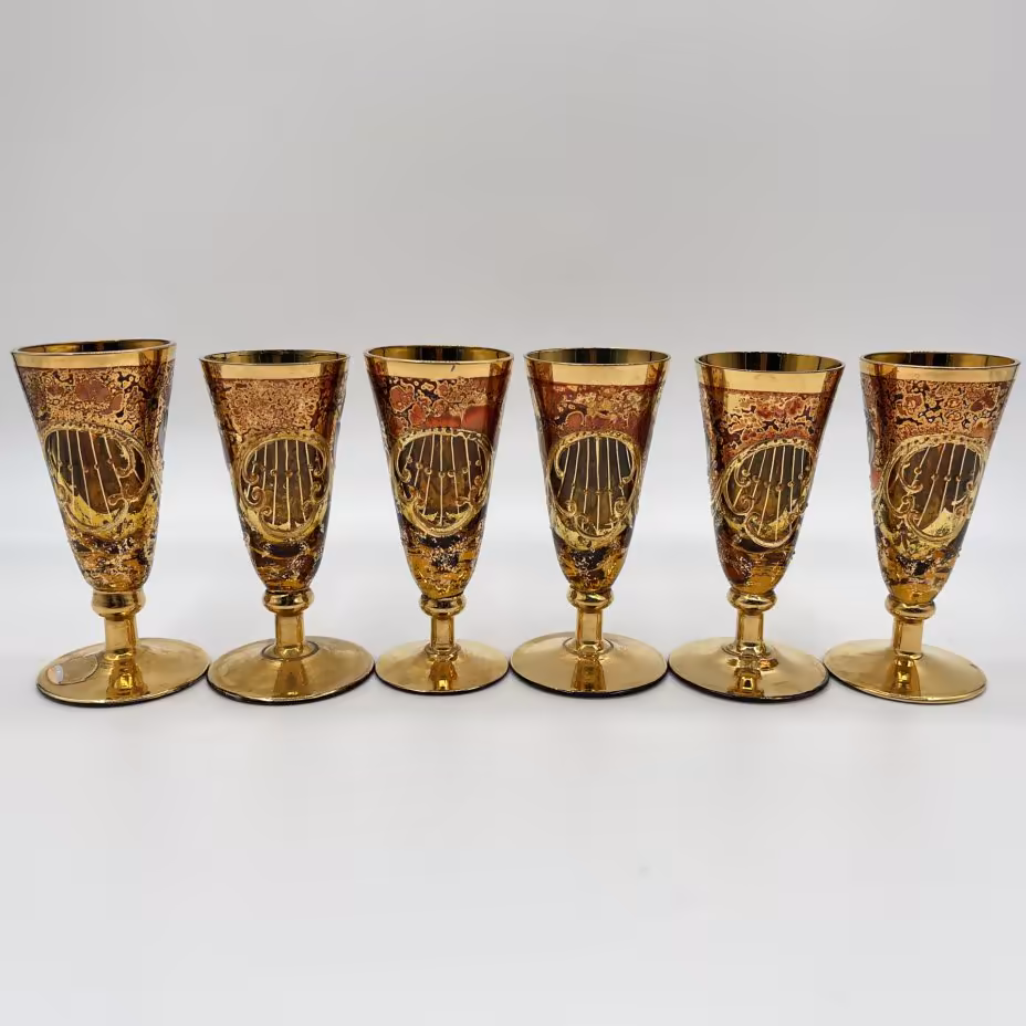 Набор из 6-ти рюмок, украшенных цветочным декором, Bohemia Crystal (Bohemia Glass)