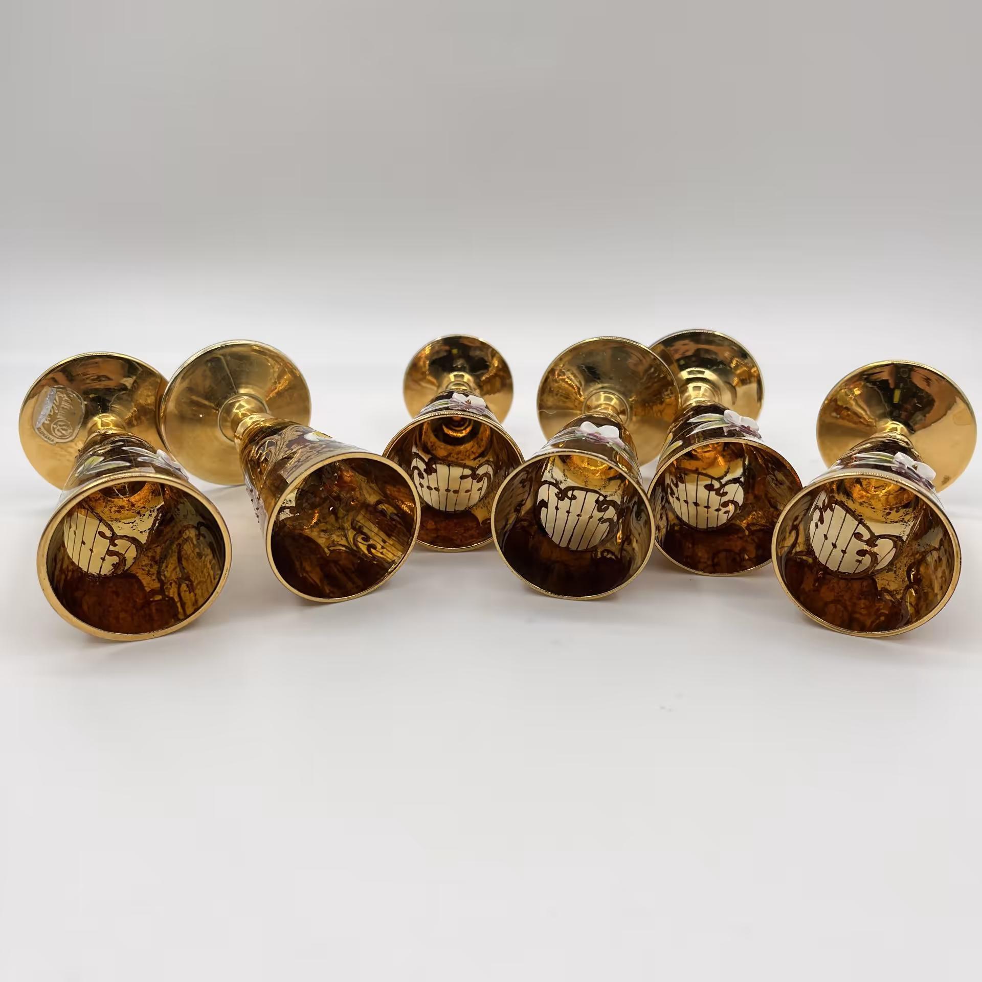 Набор из 6-ти рюмок, украшенных цветочным декором, Bohemia Crystal (Bohemia Glass)