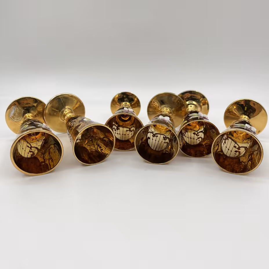 Набор из 6-ти рюмок, украшенных цветочным декором, Bohemia Crystal (Bohemia Glass)