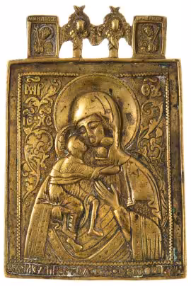 Икона "Богоматерь Феодоровская", бронза, литье, Российская Империя, 1850-1890 гг.