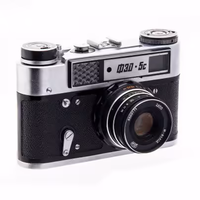 Фотоаппарат "ФЭД-5с" с объективом "Индустар-61 Л/Д" в  кофре, Харьковский машиностроительный завод им. Дзержинского (ФЭД)