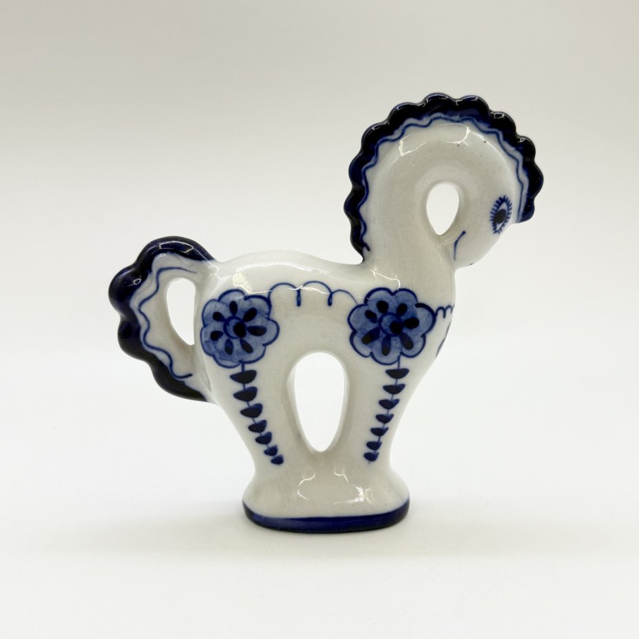 Статуэтка "Лошадка", Гжель, фарфор, роспись, СССР, 1960-1970 гг.