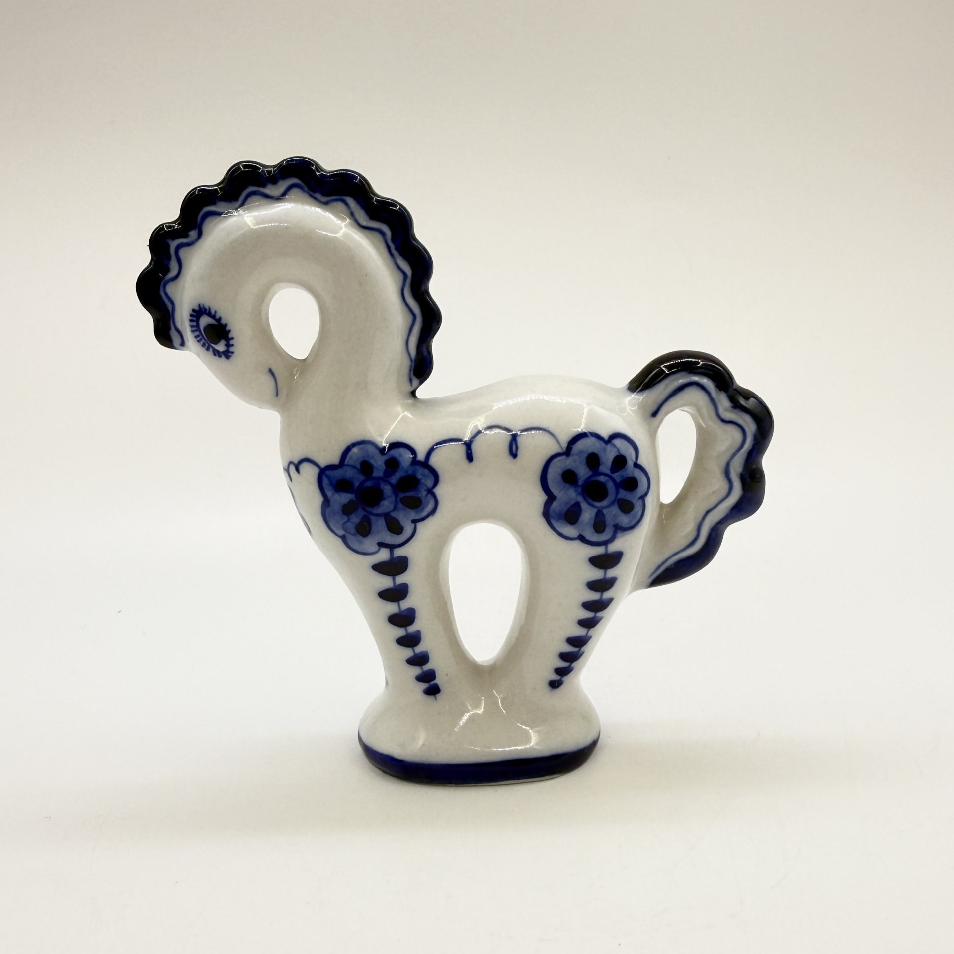 Статуэтка "Лошадка", Гжель, фарфор, роспись, СССР, 1960-1970 гг.