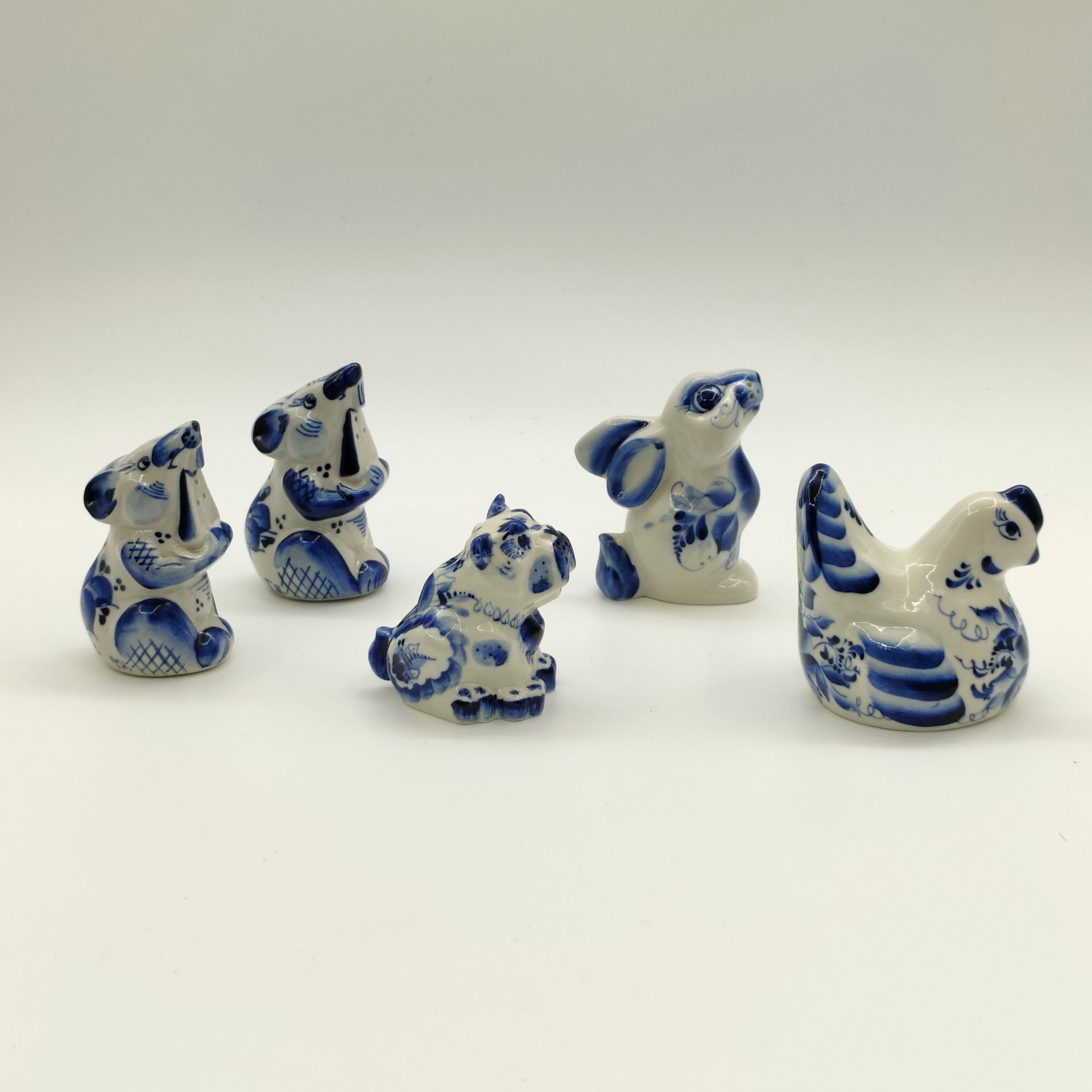 Набор для специй "Животные" (5 предметов), Гжель