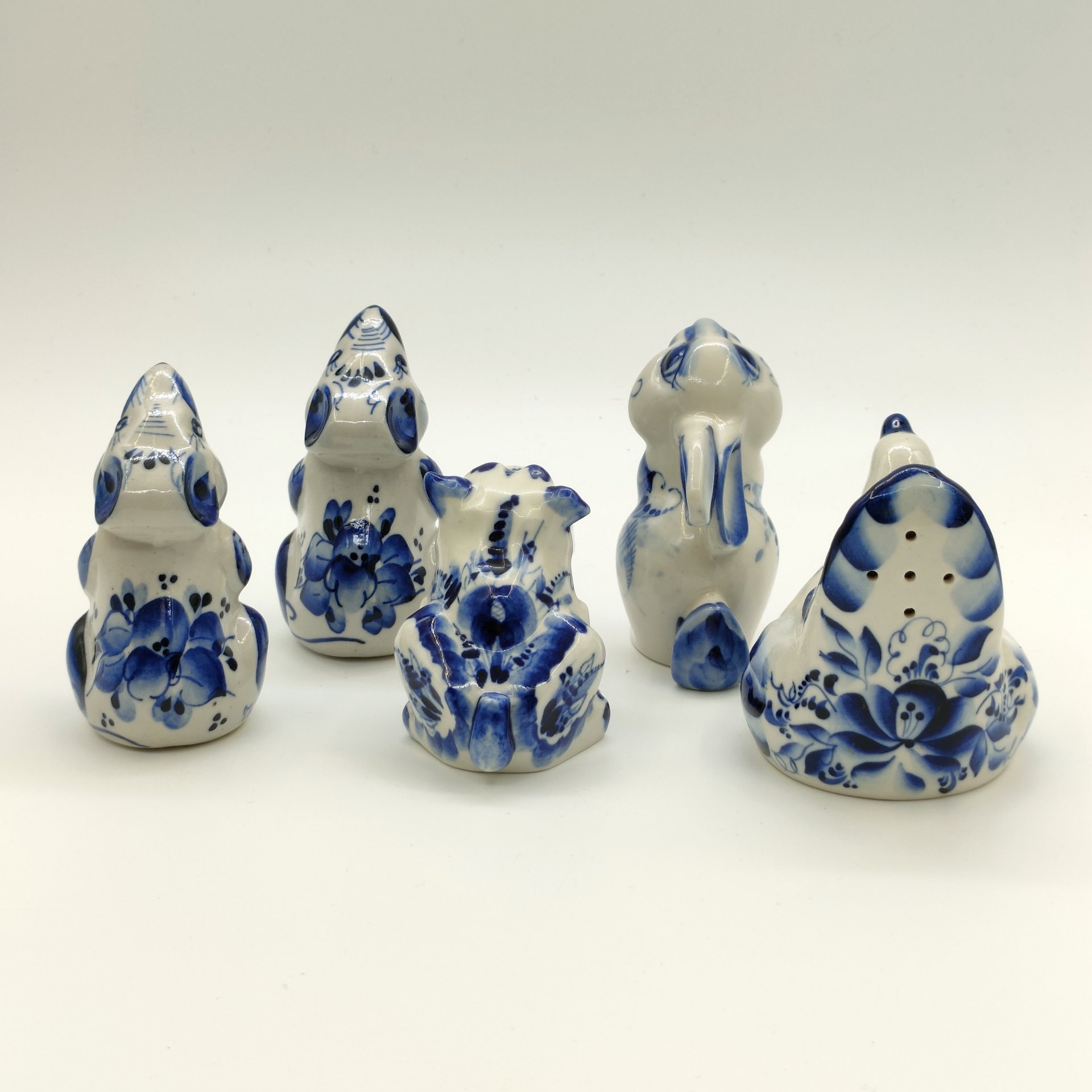 Набор для специй "Животные" (5 предметов), Гжель