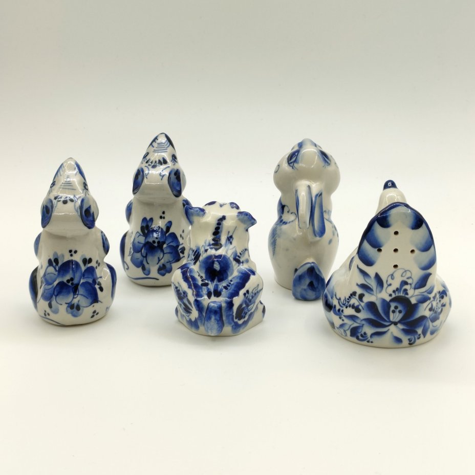 Набор для специй "Животные" (5 предметов), Гжель