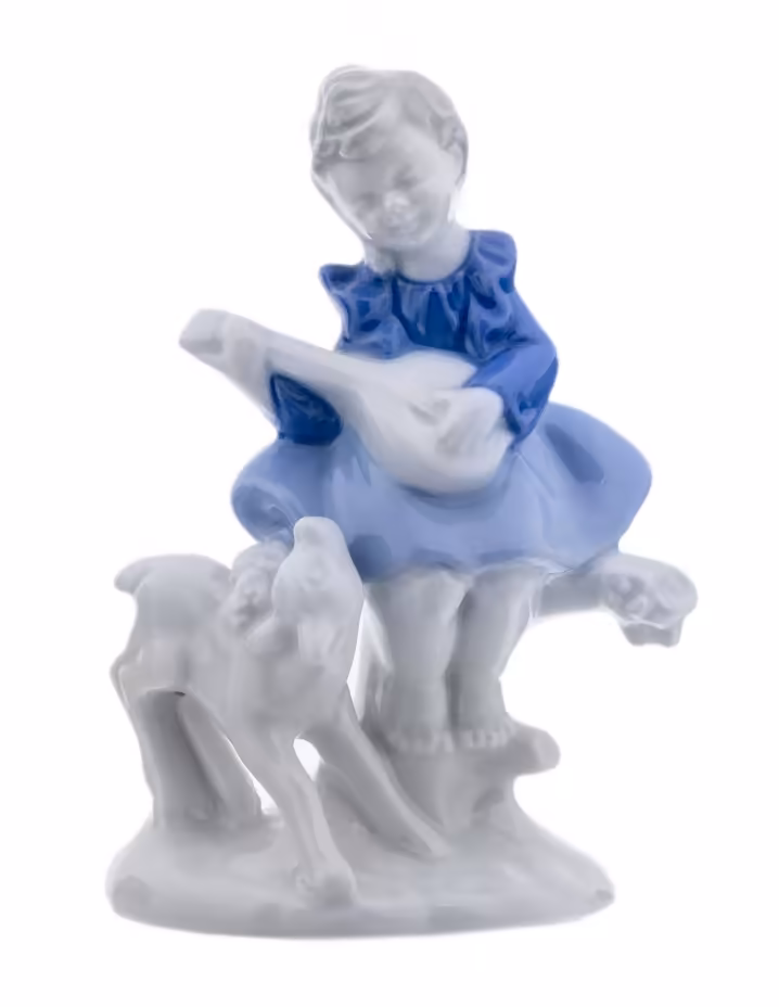 Статуэтка "Девочка с овечкой", фарфор, роспись, мануфактура "Gerold Porzellan", 1949-1989 гг.