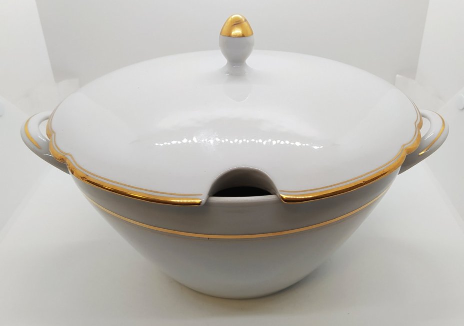 Супница с декором в виде золотой каймы, фарфор, золочение, Kahla, ГДР, 1960-1990 гг., Kahla