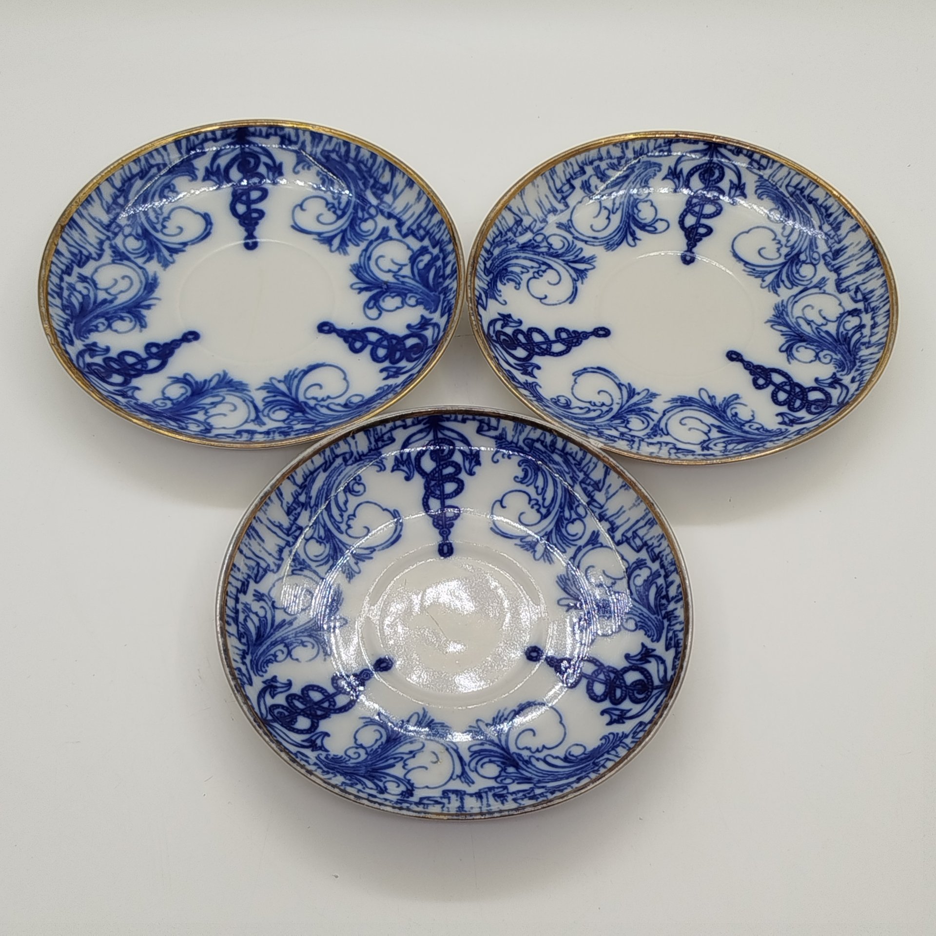 Набор из 3-х блюдец "Бригантина", автор рисунка Н.П. Славина