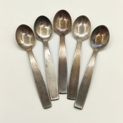 Набор кофейных ложек на 5 персон, мельхиор (медь-никель), Таллинский ювелирный завод, СССР, 1960-1990 гг.