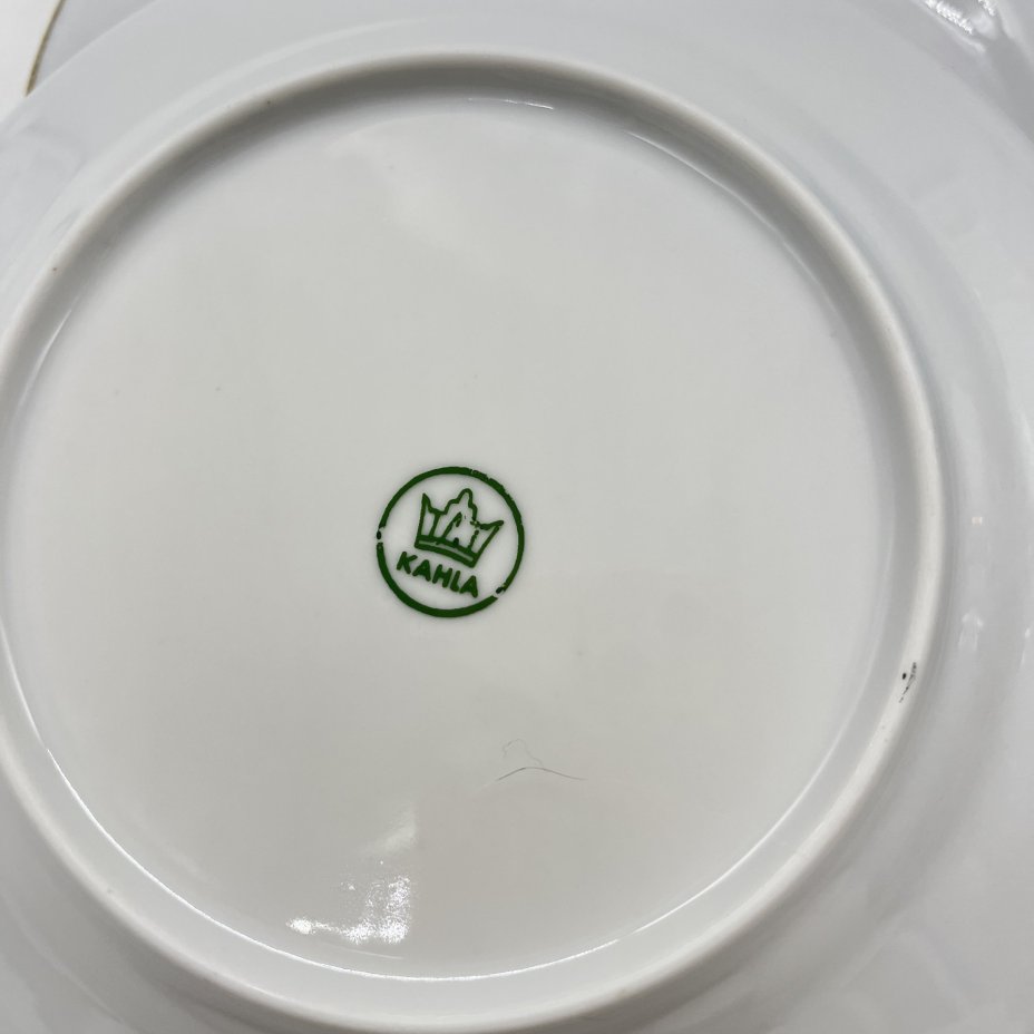 Набор из 3 десертных тарелок с цветочным декором, фарфор, деколь, золочение, Kahla, ГДР, 1960-1980 гг.