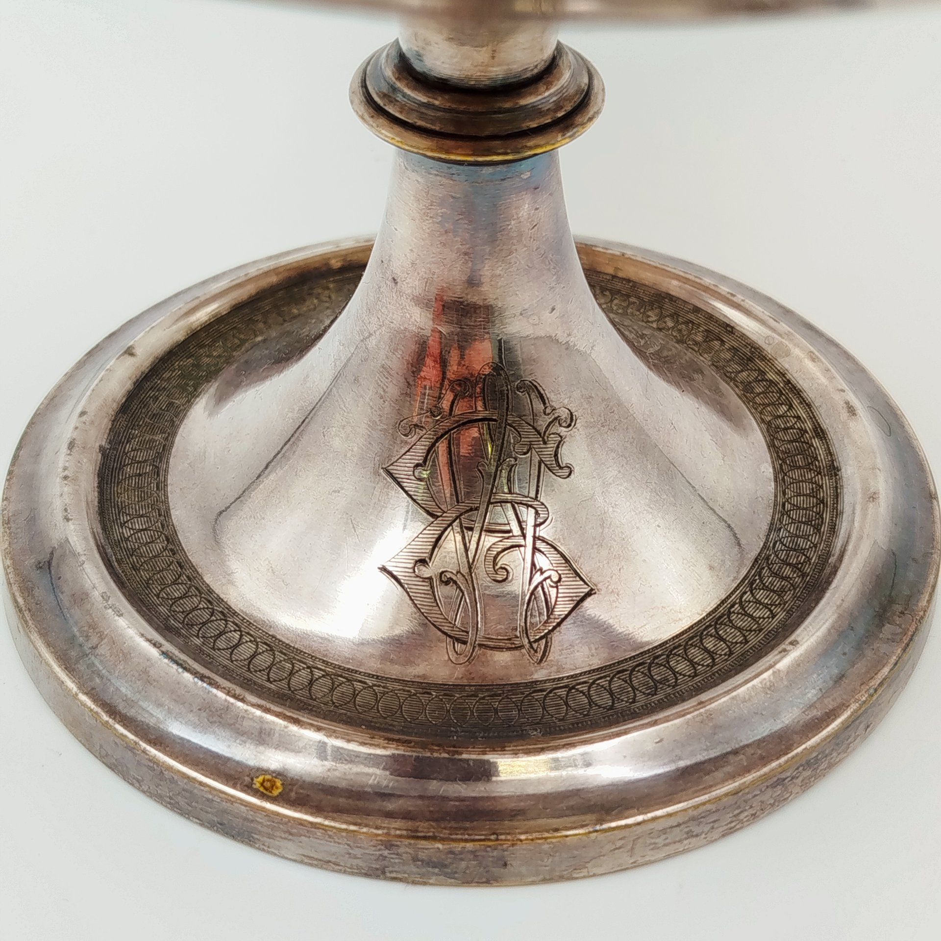 Фруктовница на ножке с монограммой "EW", Adolphe Boulenger, металл, серебрение, Франция, 1870-1900 гг.