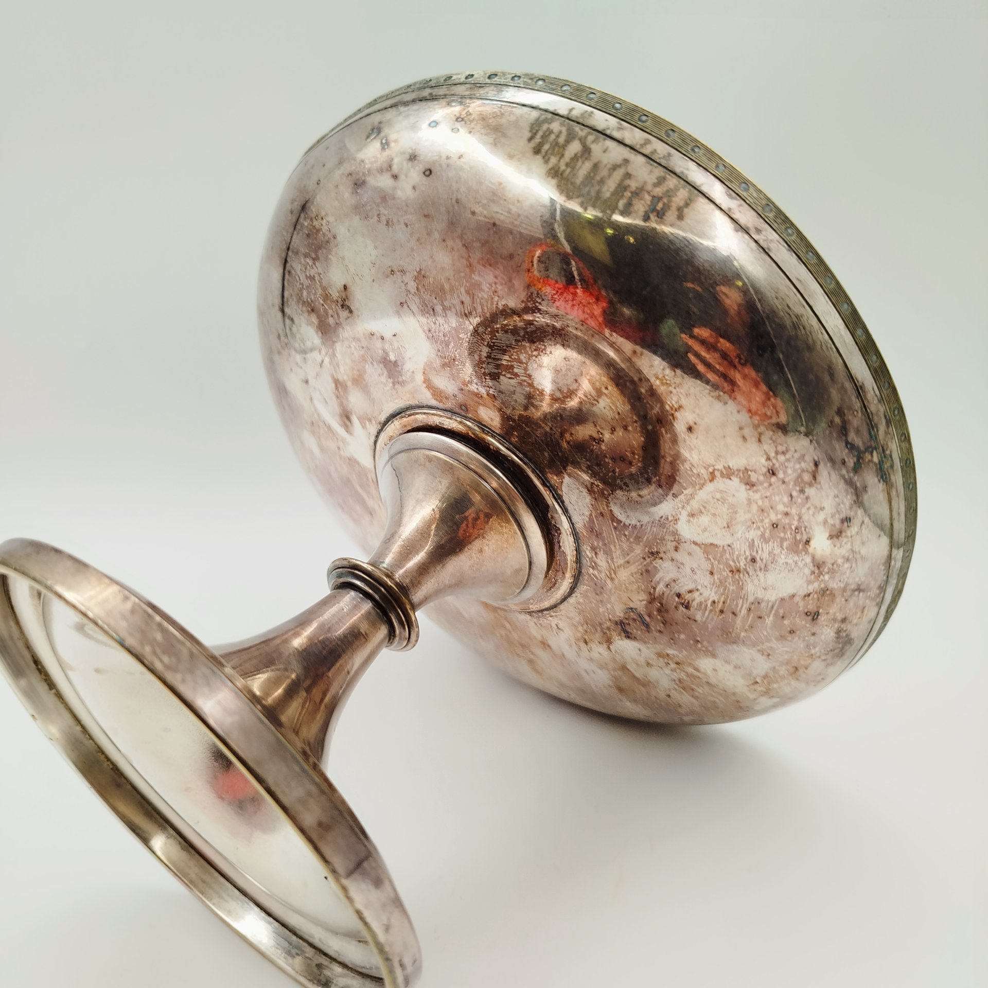 Фруктовница на ножке с монограммой "EW", Adolphe Boulenger, металл, серебрение, Франция, 1870-1900 гг.