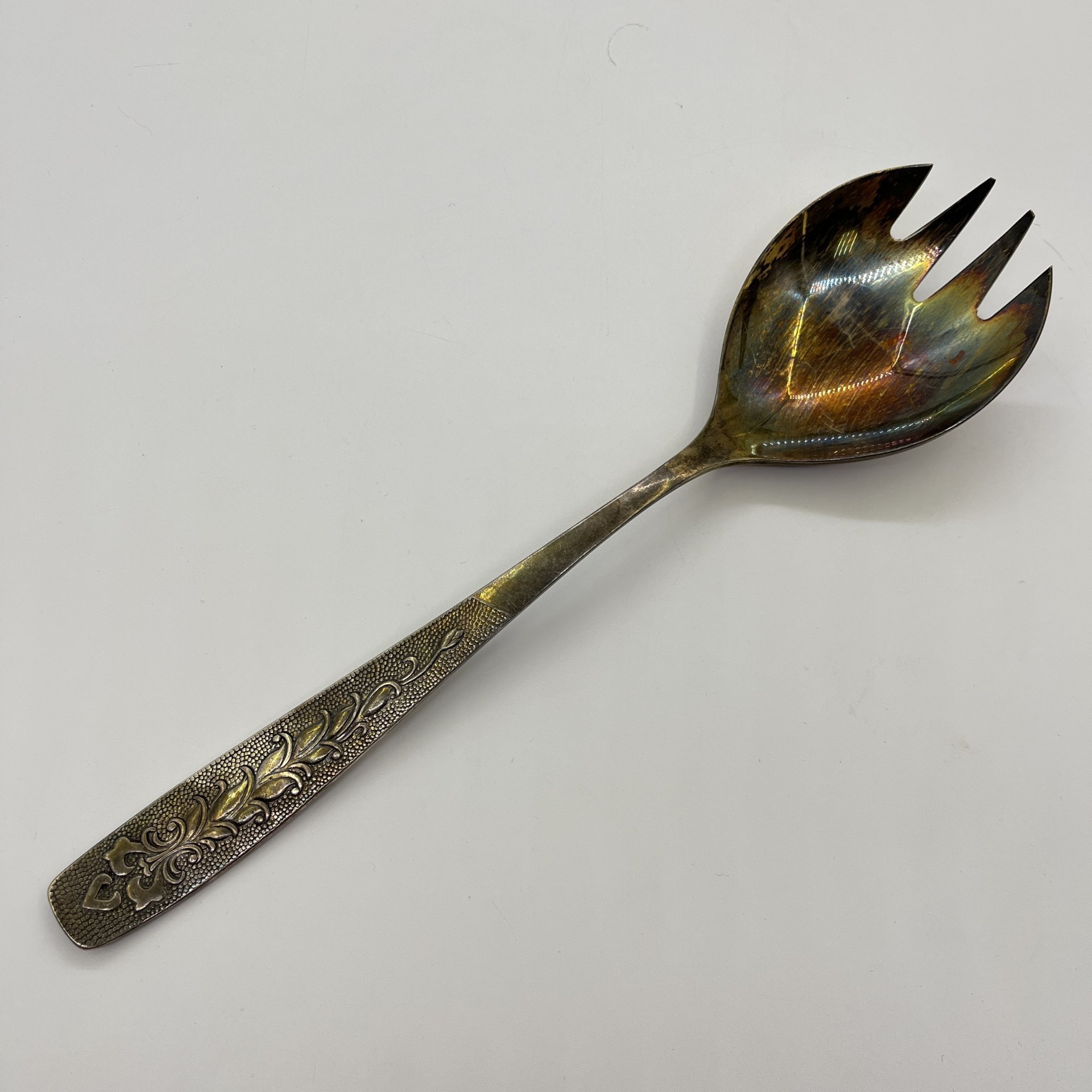 Ложка салатная "Хмель", мНЦ (медь-никель-цинк), Завод «Проминь», СССР, 1960-1990 гг.