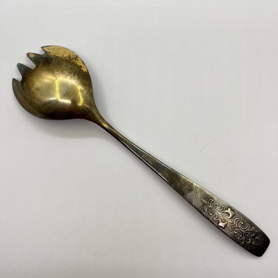 Ложка салатная "Хмель", мНЦ (медь-никель-цинк), Завод «Проминь», СССР, 1960-1990 гг.