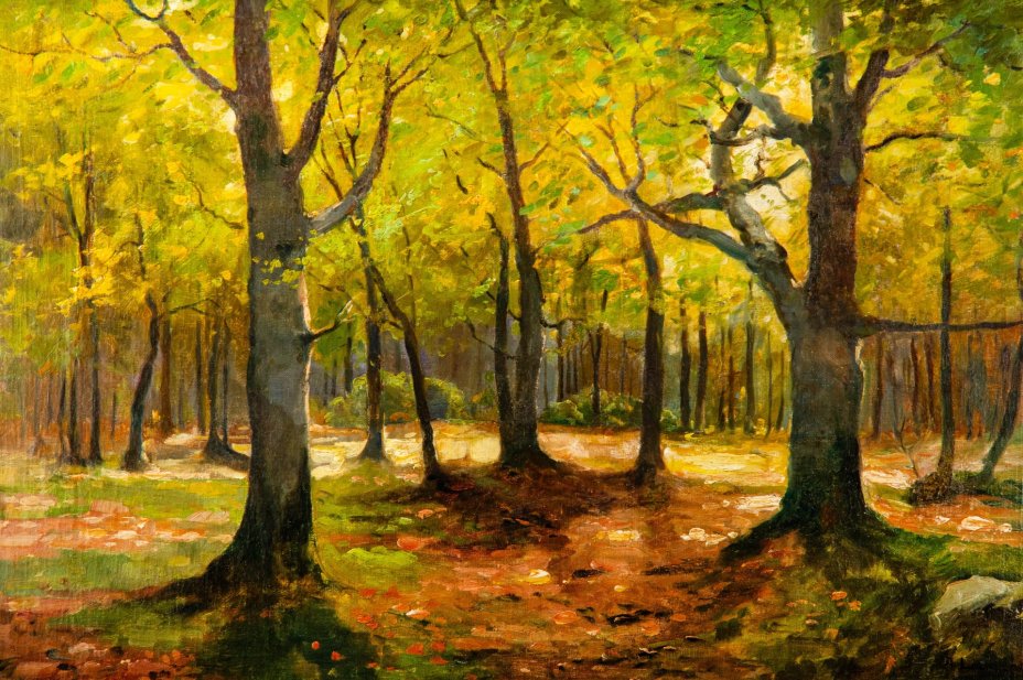 Картина в раме "Лесной пейзаж" с сертификатом, холст, масло, Мастер A. Liemann, Мастер A. Liemann